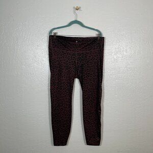 Gap Fit Women Maternity L Brown Black Animal Print Leggings Athleisure Workout